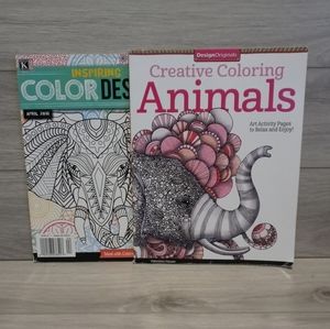 Adult Coloring Books - Lot of 2 - Animals/Designs